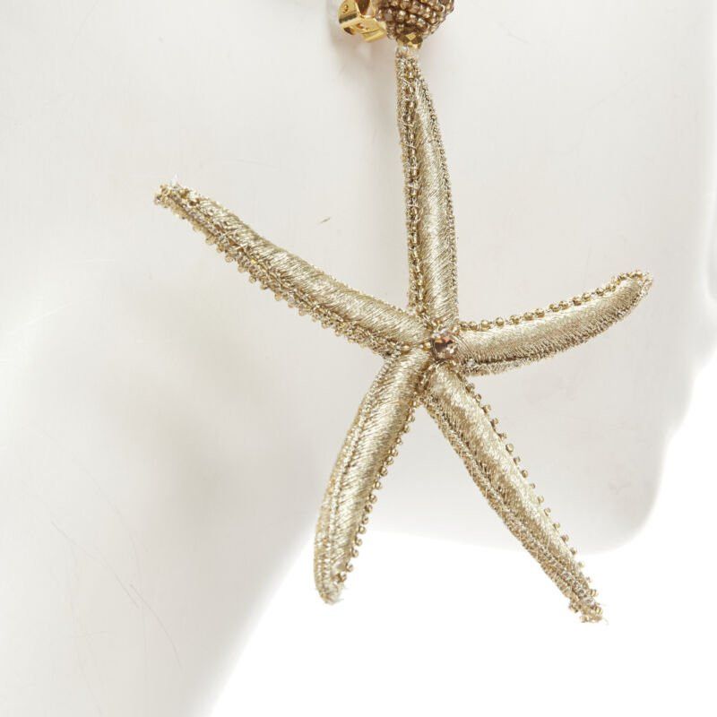 Oscar De La Renta OSCAR DE LA RENTA Large Starfish gold bead embellished clip on earrings Size ONE SIZE - 4 Thumbnail