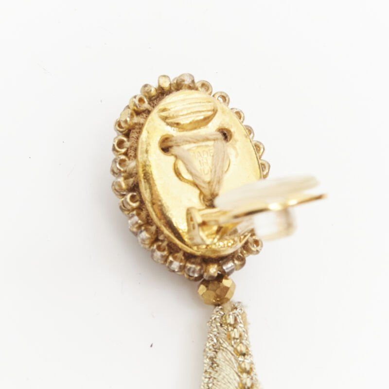 Oscar De La Renta OSCAR DE LA RENTA Large Starfish gold bead embellished clip on earrings Size ONE SIZE - 7 Thumbnail