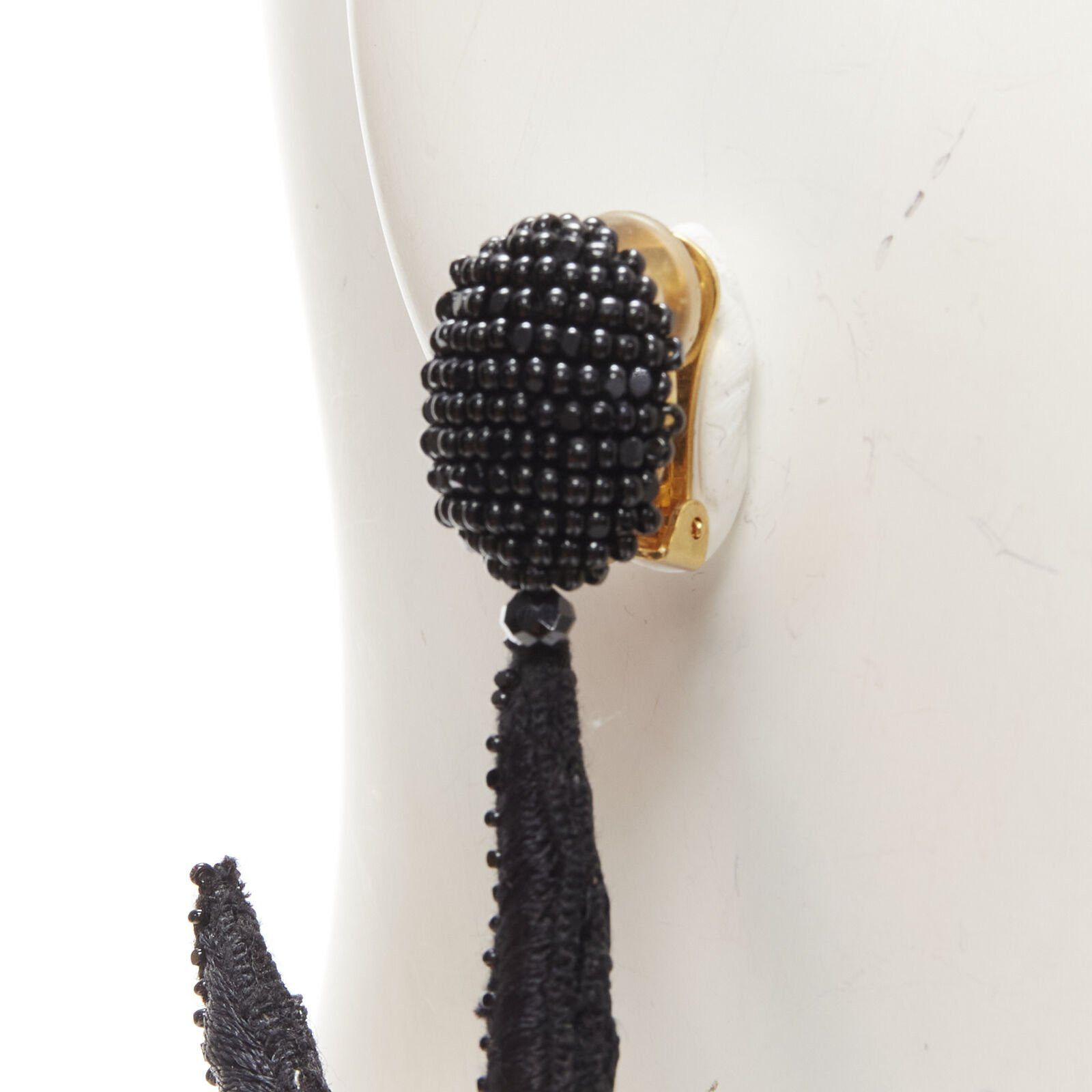Oscar De La Renta OSCAR DE LA RENTA black Large Starfish bead embellished clip on earrings Size ONE SIZE - 5 Thumbnail