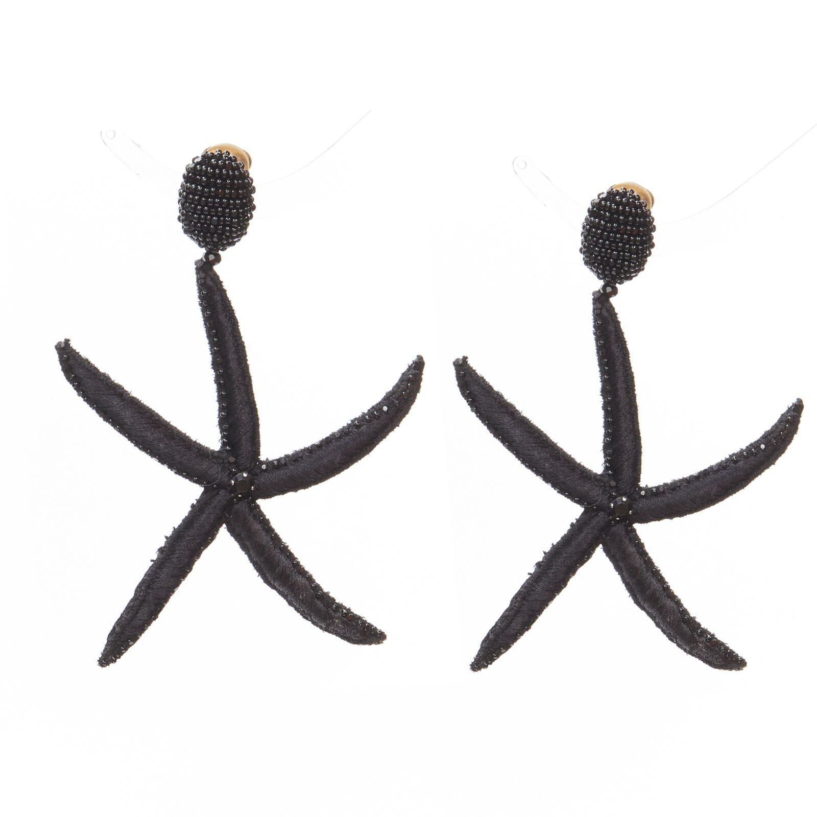 Oscar De La Renta OSCAR DE LA RENTA black Large Starfish bead embellished clip on earrings Size ONE SIZE - 2 Thumbnail