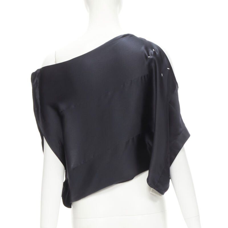 Maison Margiela MAISON MARGIELA 2005 Vintage 100% silk black sideways off shoulder top IT42 M Size M / US 6-8 / IT 42-44 - 6 Thumbnail