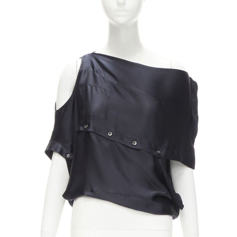 Maison Margiela MAISON MARGIELA 2005 Vintage 100% silk black sideways off shoulder top IT42 M Size M / US 6-8 / IT 42-44 - 3 Thumbnail