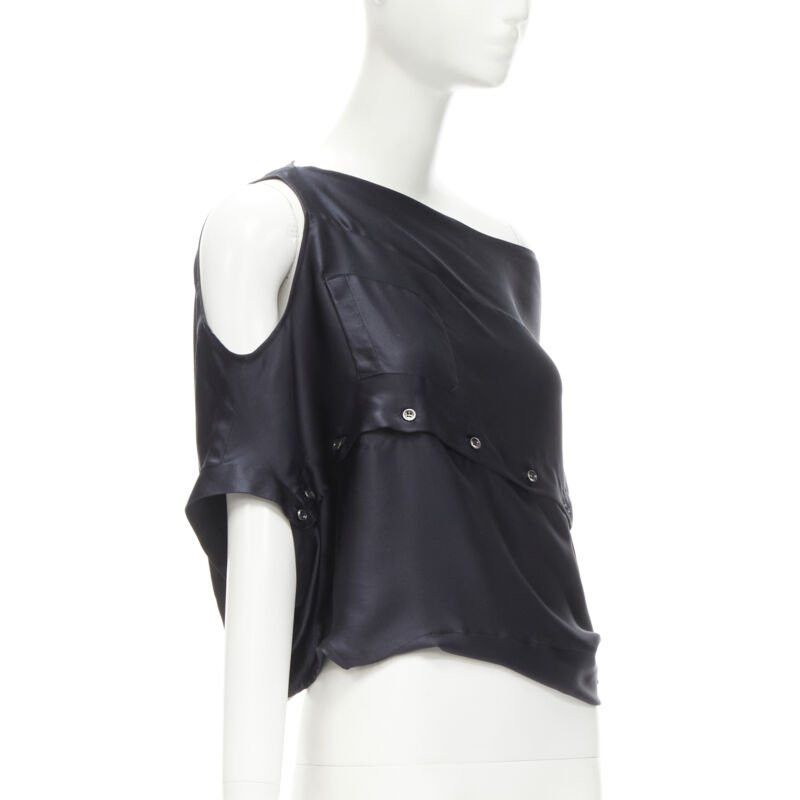 Maison Margiela MAISON MARGIELA 2005 Vintage 100% silk black sideways off shoulder top IT42 M Size M / US 6-8 / IT 42-44 - 4 Thumbnail