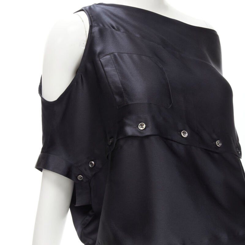 Maison Margiela MAISON MARGIELA 2005 Vintage 100% silk black sideways off shoulder top IT42 M Size M / US 6-8 / IT 42-44 - 8 Thumbnail