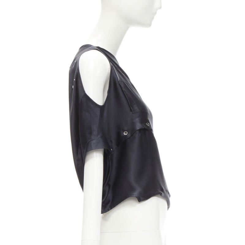 Maison Margiela MAISON MARGIELA 2005 Vintage 100% silk black sideways off shoulder top IT42 M Size M / US 6-8 / IT 42-44 - 5 Thumbnail