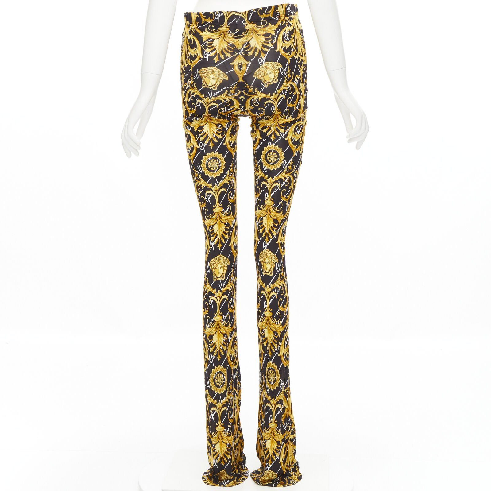 Versace new VERSACE 2020 Runway Gianni Signature Medusa Barocco gold flare pants IT42 M Size 28" / US 6 / IT 42 - 5 Thumbnail