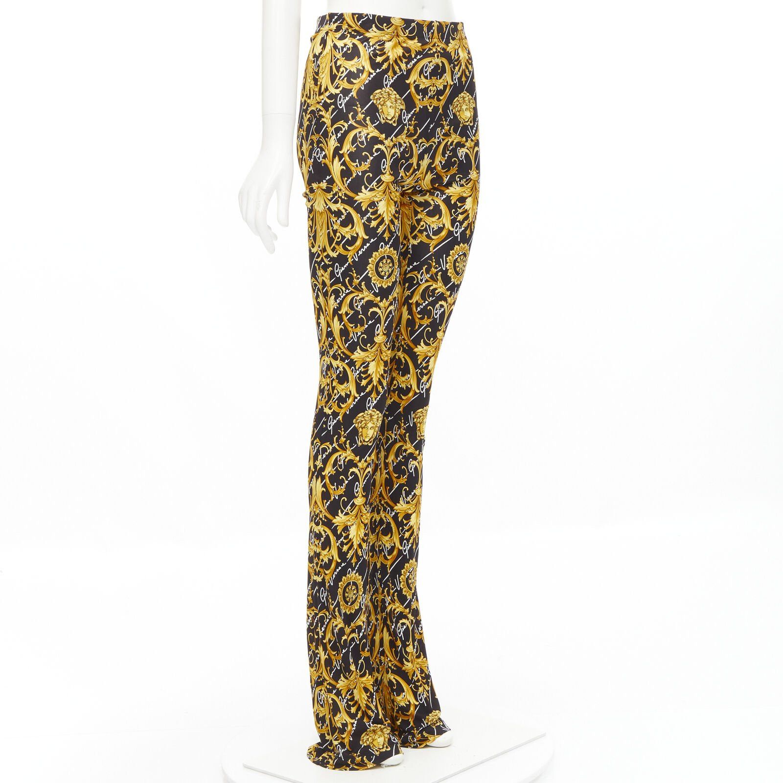 Versace VERSACE 2020 Runway Gianni Signature Medusa Barocco gold flare pants IT42 M Size 28" / US 6 / IT 42 - 3 Thumbnail