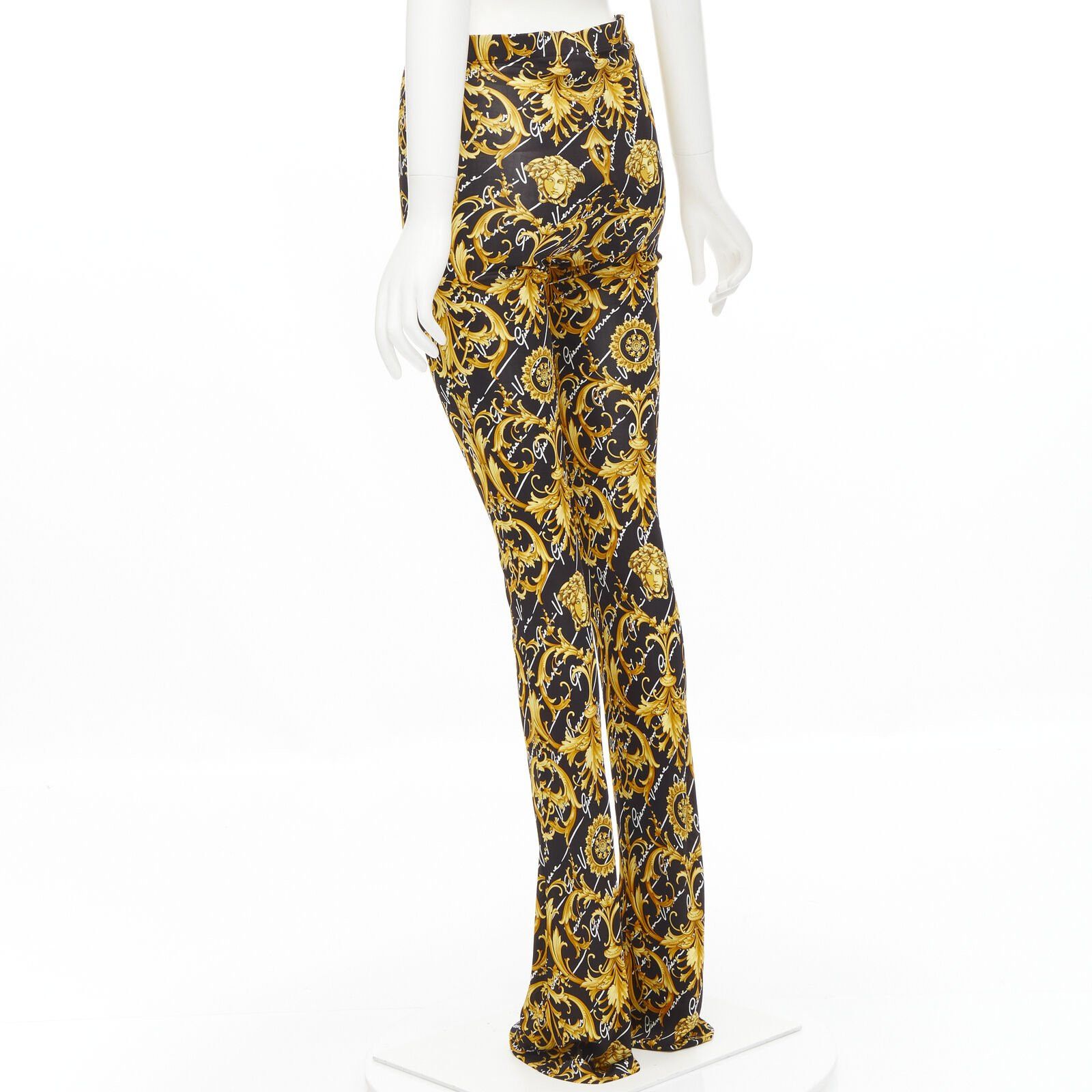 Versace VERSACE 2020 Runway Gianni Signature Medusa Barocco gold flare pants IT42 M Size 28" / US 6 / IT 42 - 6 Thumbnail