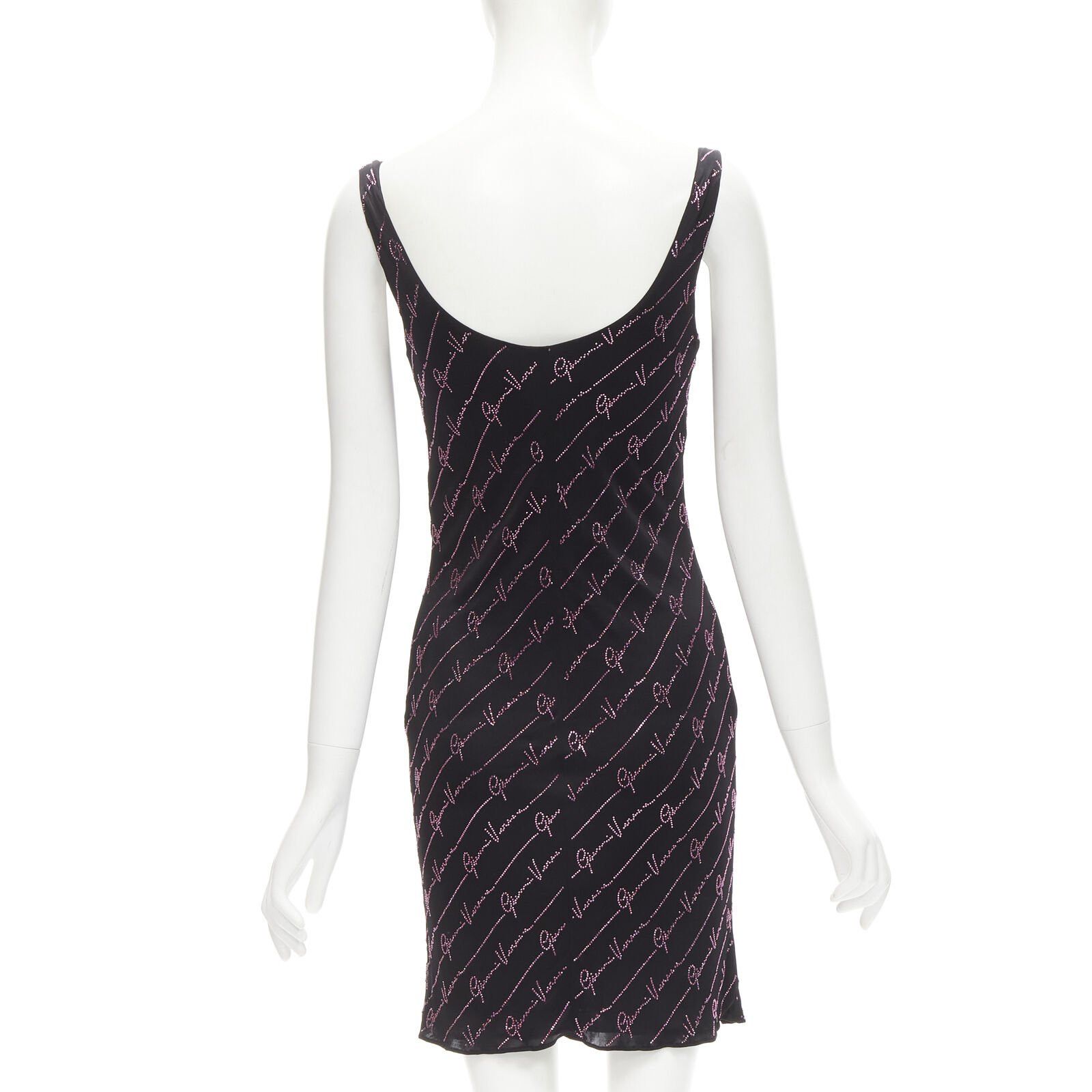 Versace new VERSACE Gianni Signature black pink crystal Medusa mini dress IT38 XS Size XS / US 0-2 / IT 36-38 - 5 Thumbnail
