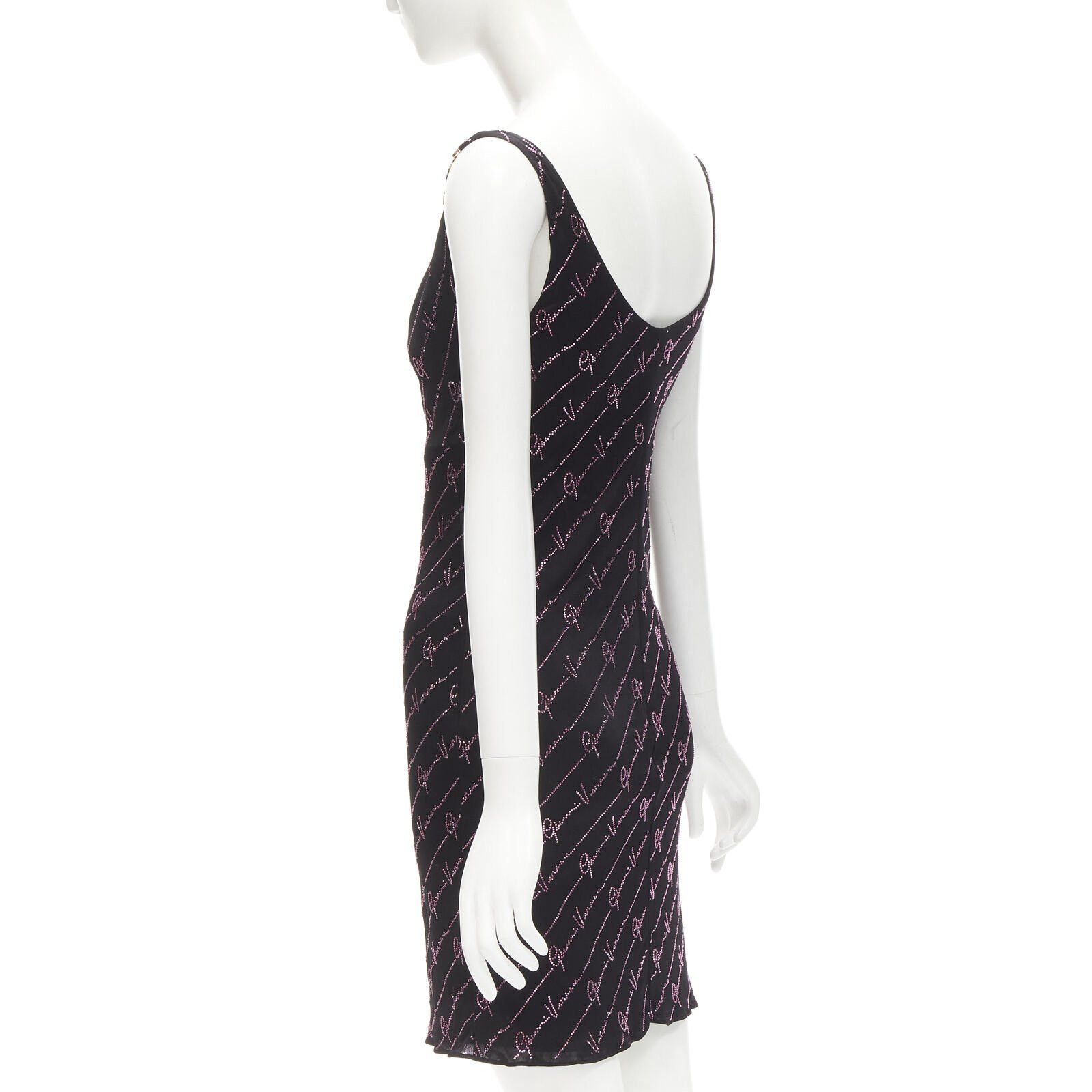 Versace new VERSACE Gianni Signature black pink crystal Medusa mini dress IT38 XS Size XS / US 0-2 / IT 36-38 - 6 Thumbnail