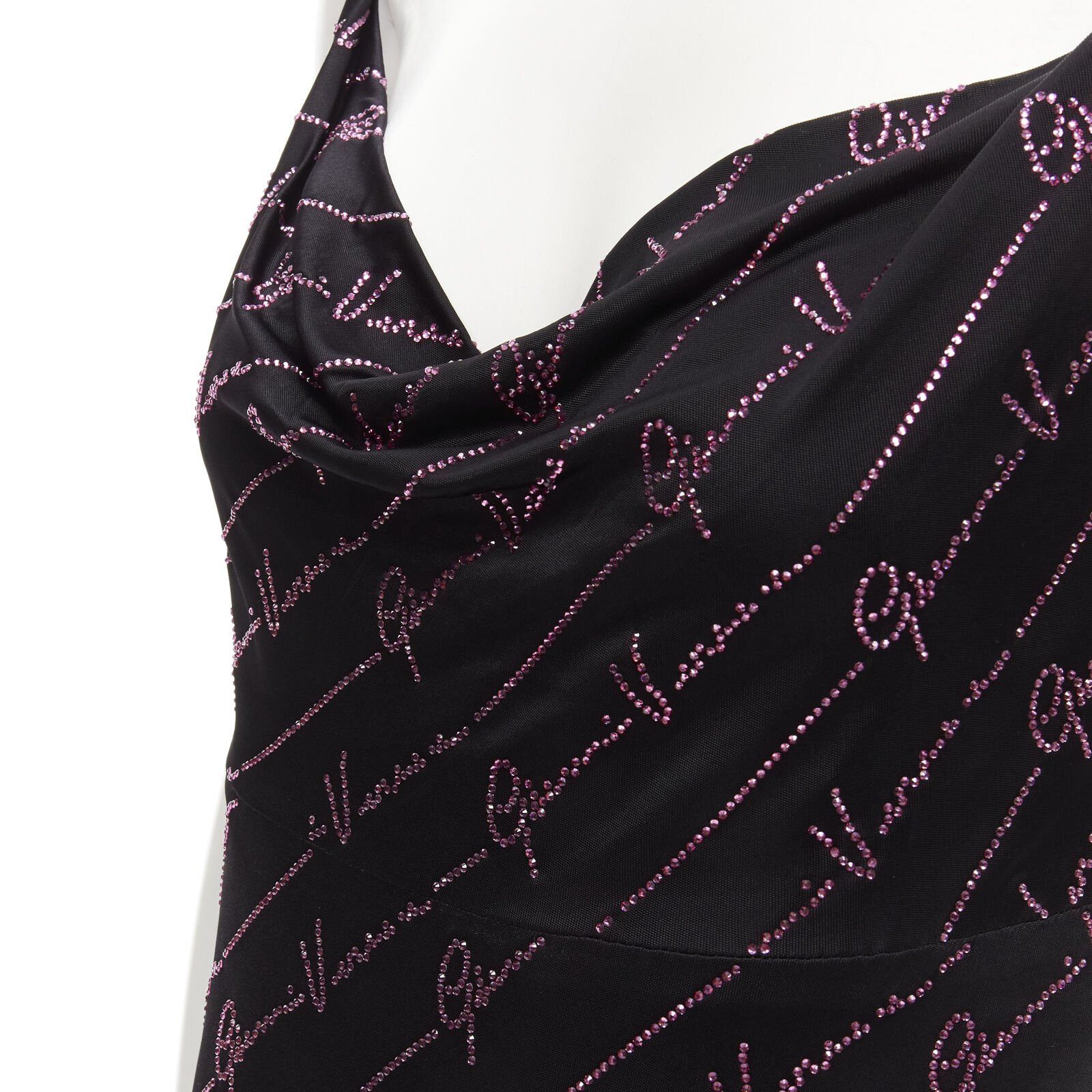 Versace new VERSACE Gianni Signature black pink crystal Medusa mini dress IT38 XS Size XS / US 0-2 / IT 36-38 - 7 Thumbnail