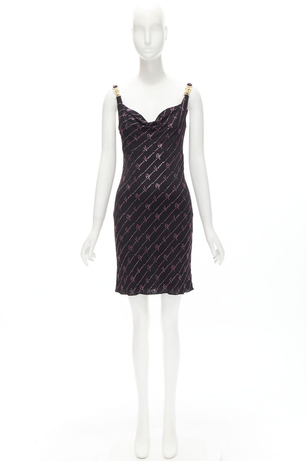 Versace new VERSACE Gianni Signature black pink crystal Medusa mini dress IT38 XS Size XS / US 0-2 / IT 36-38 - 10 Thumbnail