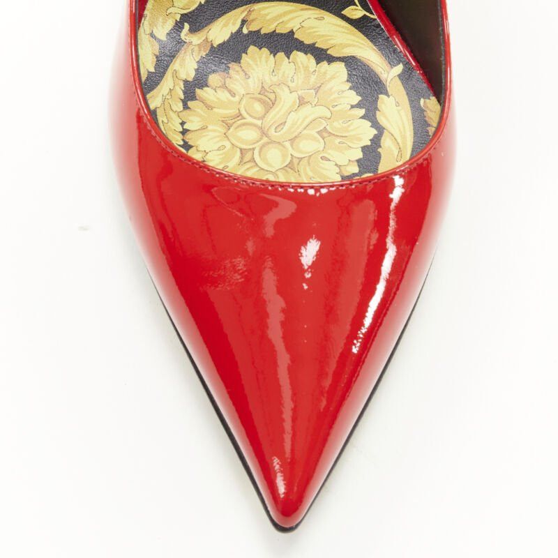 Versace new VERSACE Hibiscus Barocco Eros red patent floral sole Medusa pump US7 EU37 Size US 7 / IT 37 - 6 Thumbnail