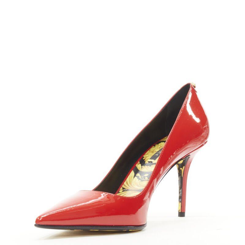 Versace new VERSACE Hibiscus Barocco Eros red patent floral sole Medusa pump US8 EU38 Size US 8 / IT 38 - 3 Thumbnail