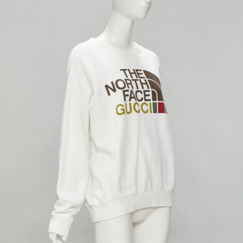 Gucci GUCCI THE NORTH FACE logo print white cotton oversized sweatshirt pullover XS Size XS / US 0-2 / IT 36-38 - 3 Thumbnail