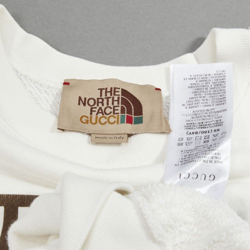 Gucci GUCCI THE NORTH FACE logo print white cotton oversized sweatshirt pullover XS Size XS / US 0-2 / IT 36-38 - 8 Thumbnail
