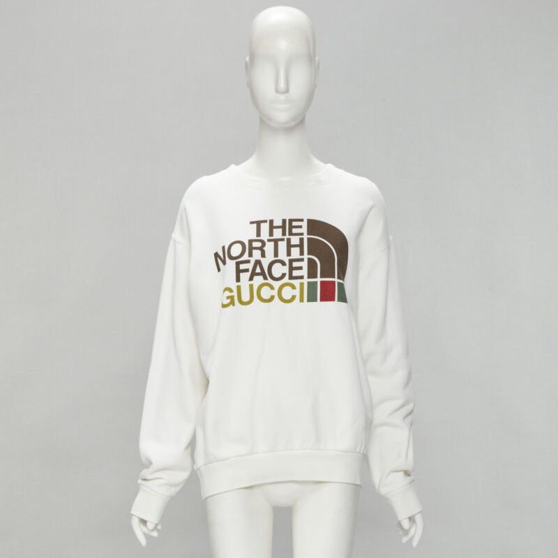 Gucci GUCCI THE NORTH FACE logo print white cotton oversized sweatshirt pullover XS Size XS / US 0-2 / IT 36-38 - 9 Thumbnail