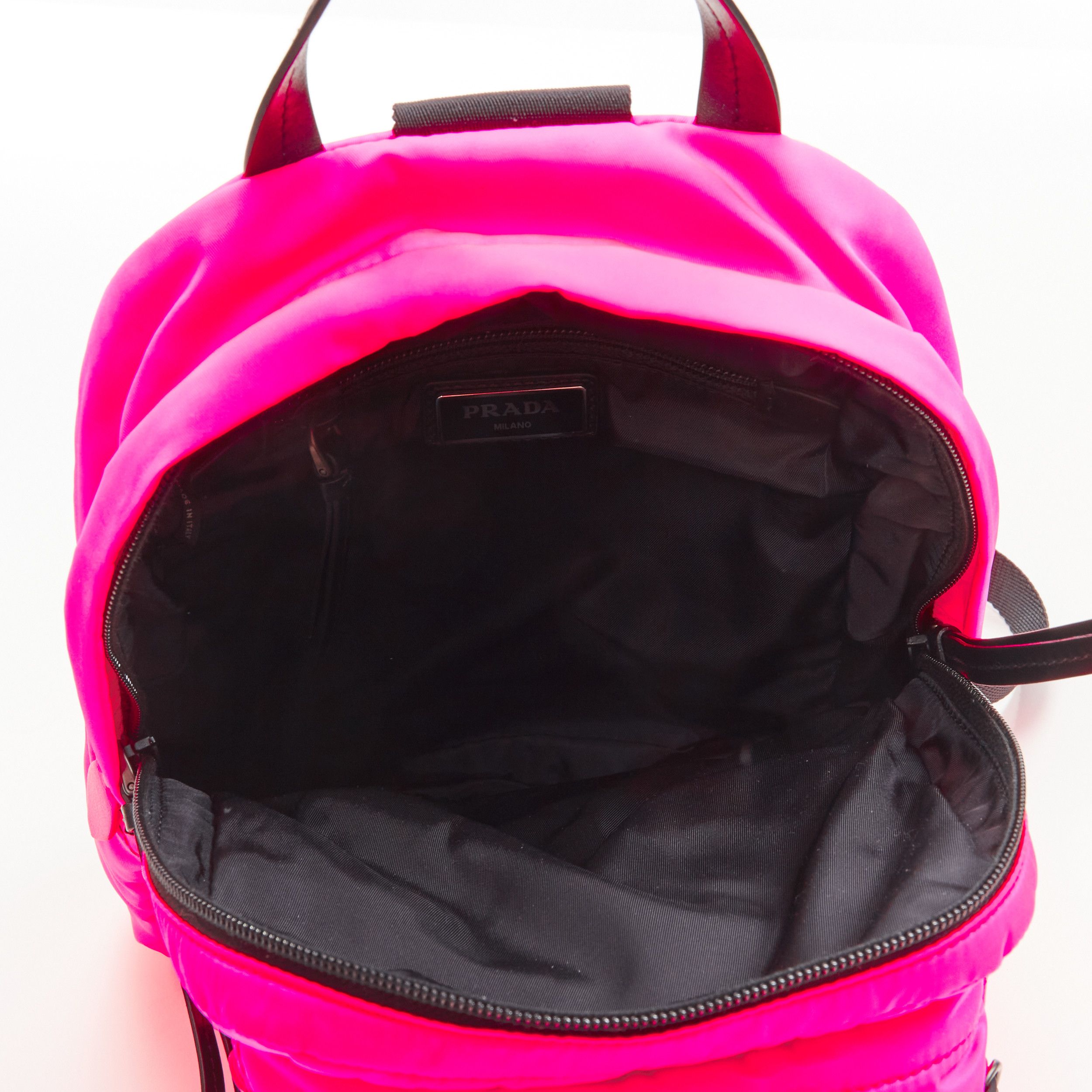 Prada PRADA neon pink Tessuto nylon triangle logo small sling backpack bag Size ONE SIZE - 8 Thumbnail