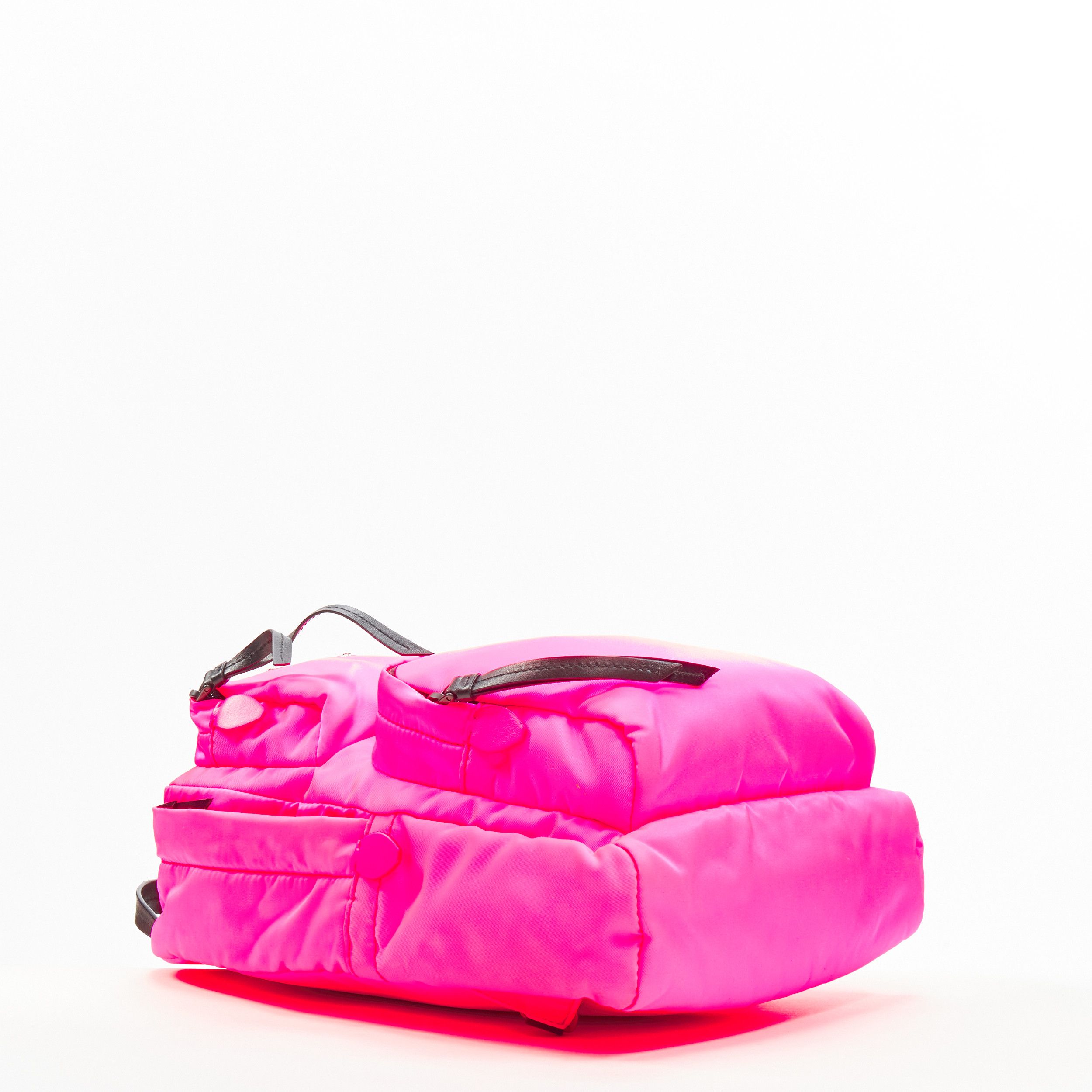 Prada PRADA neon pink Tessuto nylon triangle logo small sling backpack bag Size ONE SIZE - 5 Thumbnail