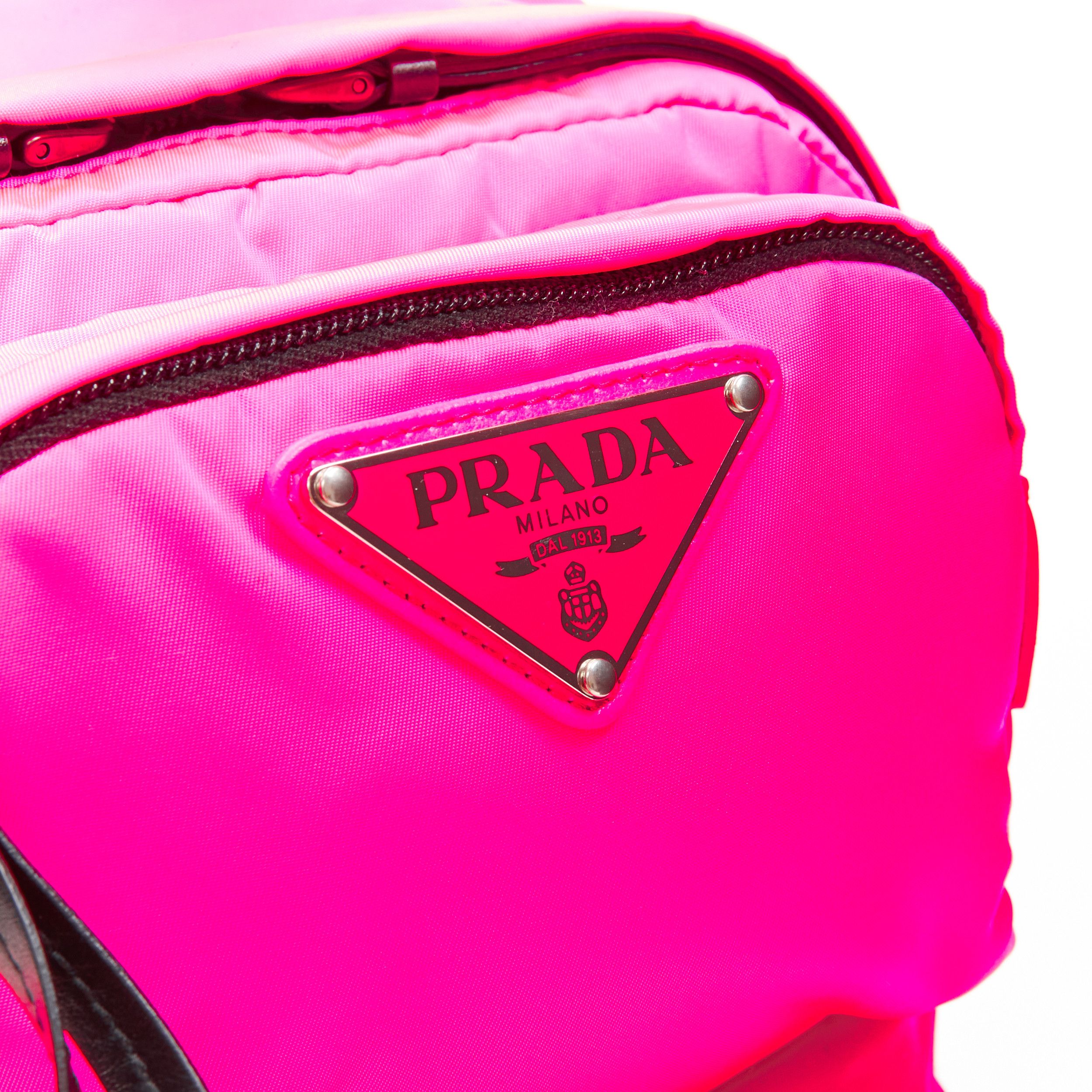 Prada PRADA neon pink Tessuto nylon triangle logo small sling backpack bag Size ONE SIZE - 6 Thumbnail