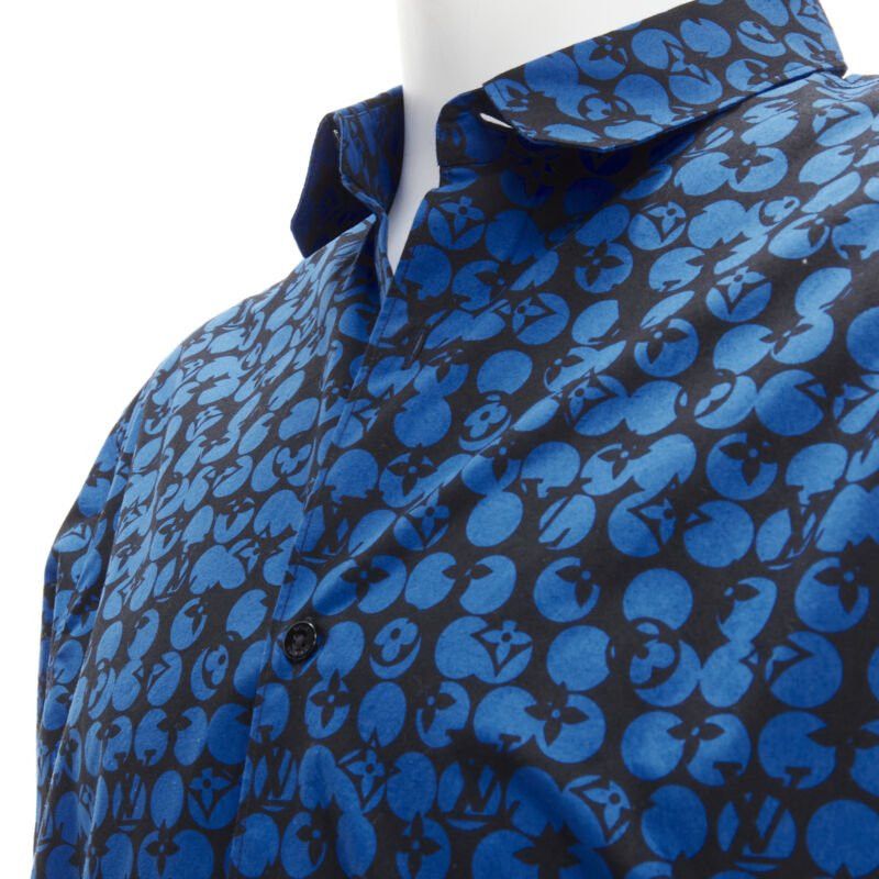 Louis Vuitton LOUIS VUITTON Virgil Abloh black blue polka dot LV monogram oversized shirt L Size US XL / EU 56 / 4 - 2 Thumbnail