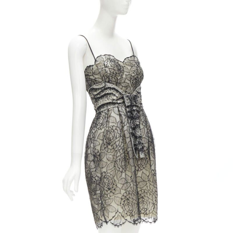 Dior CHRISTIAN DIOR JOHN GALLIANO 2011 Runway lace bead embellished bow dress FR36 S Size XS / US 0-2 / IT 36-38 - 3 Thumbnail