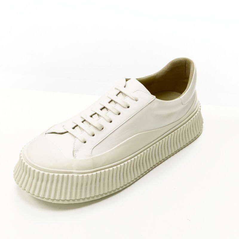 Jil Sander new JIL SANDER light beige leather chunky rubber platform sole sneaker EU40 Size US 10 / IT 40 - 7 Thumbnail
