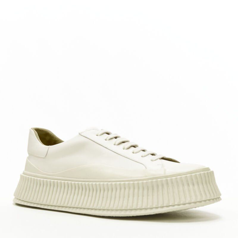 Jil Sander new JIL SANDER light beige leather chunky rubber platform sole sneaker EU40 Size US 10 / IT 40 - 2 Thumbnail