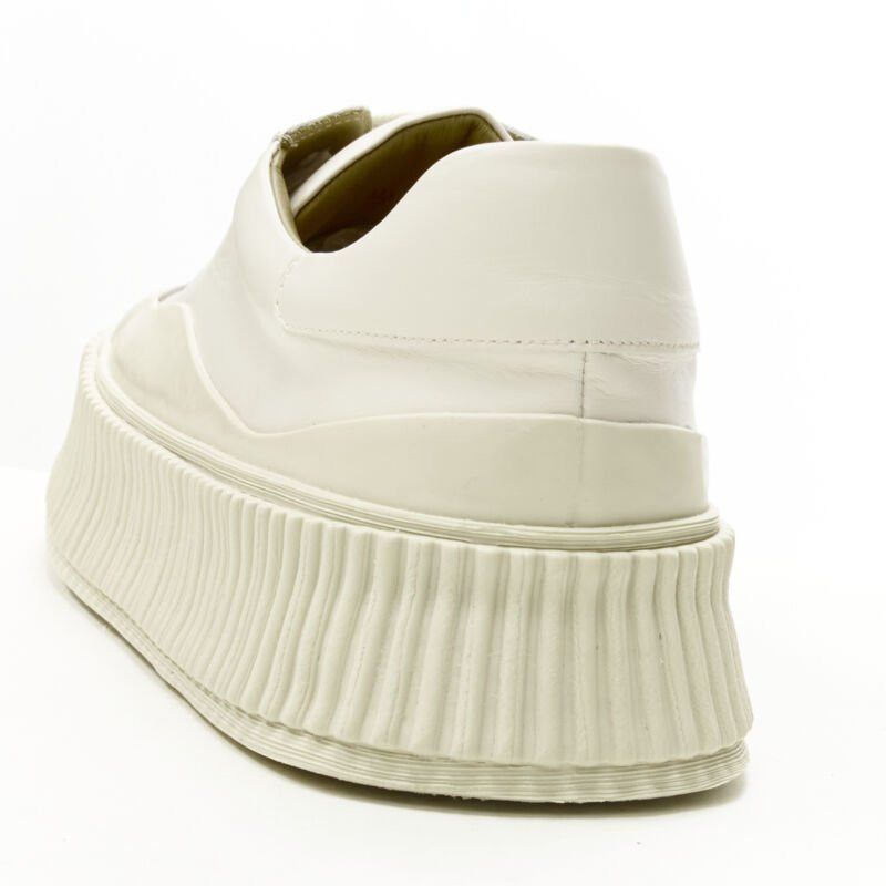 Jil Sander new JIL SANDER light beige leather chunky rubber platform sole sneaker EU40 Size US 10 / IT 40 - 8 Thumbnail