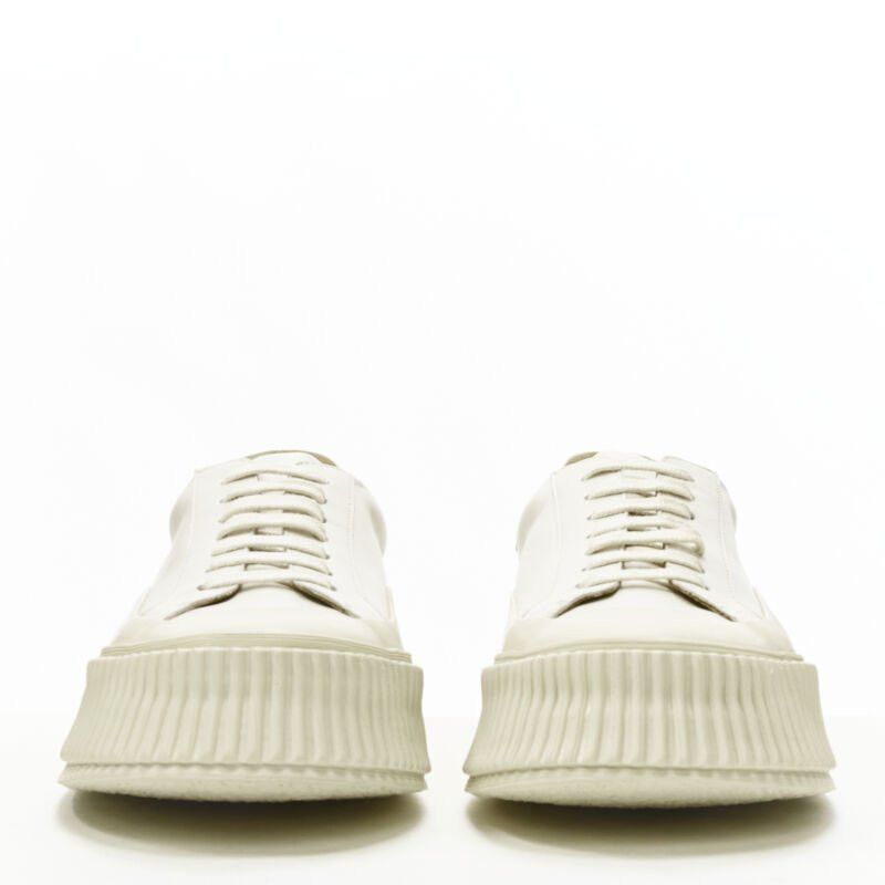 Jil Sander new JIL SANDER light beige leather chunky rubber platform sole sneaker EU40 Size US 10 / IT 40 - 3 Thumbnail