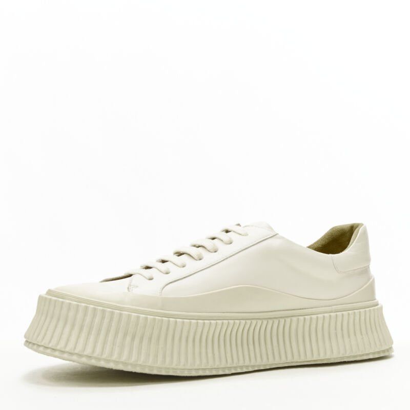 Jil Sander new JIL SANDER light beige leather chunky rubber platform sole sneaker EU40 Size US 10 / IT 40 - 4 Thumbnail