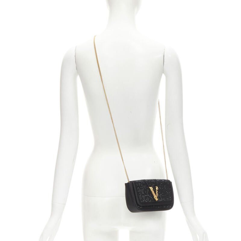 Versace VERSACE Virtus Barocco black crystal embellished flap crossbody clutch bag Size ONE SIZE - 2 Thumbnail