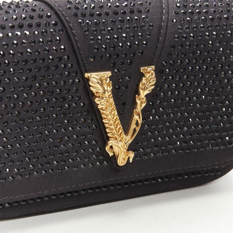Versace VERSACE Virtus Barocco black crystal embellished flap crossbody clutch bag Size ONE SIZE - 7 Thumbnail