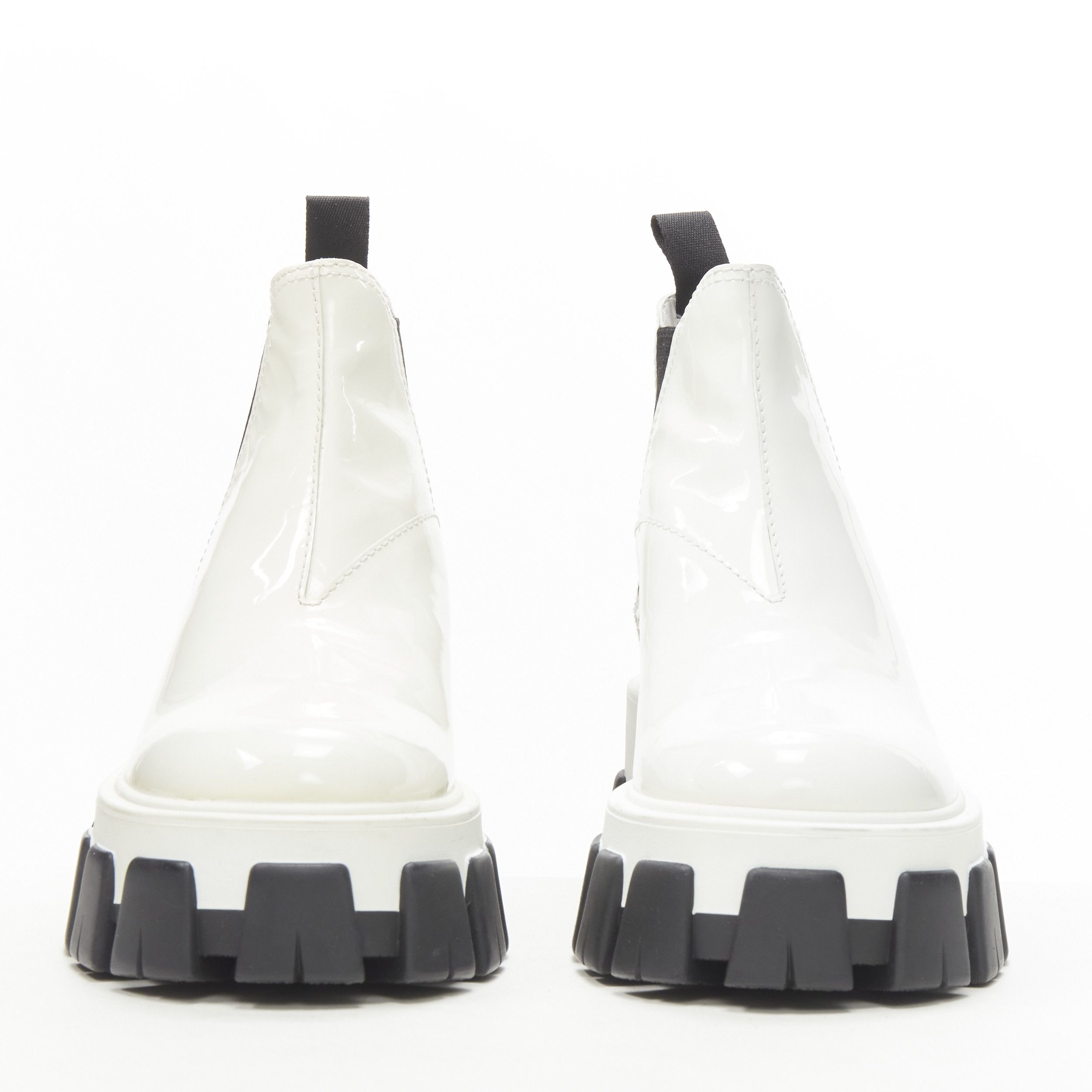 Prada PRADA 2019 Monolith white patent lug sole platform ankle boot EU36 Size US 6 / IT 36 - 3 Thumbnail