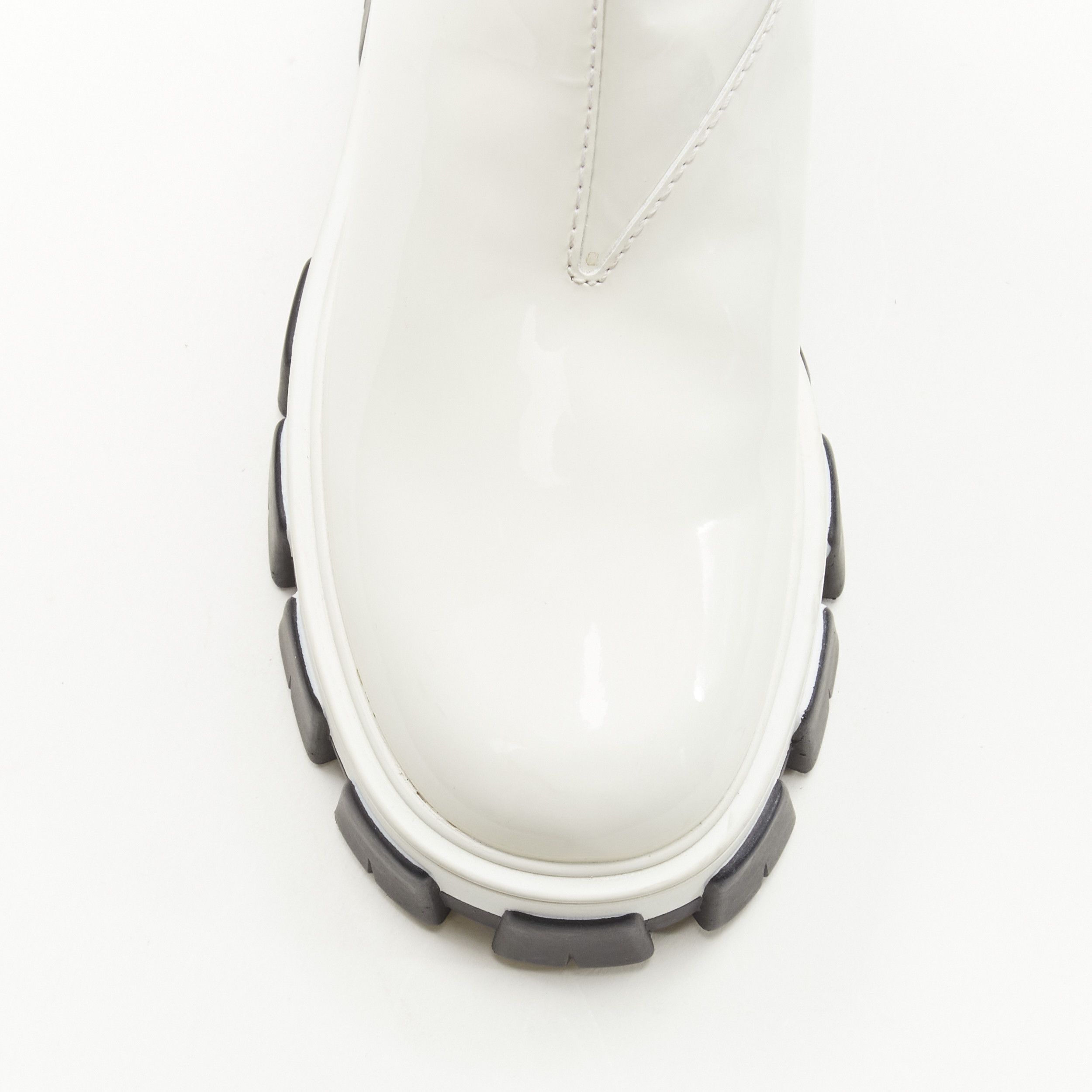 Prada PRADA 2019 Monolith white patent lug sole platform ankle boot EU36 Size US 6 / IT 36 - 6 Thumbnail