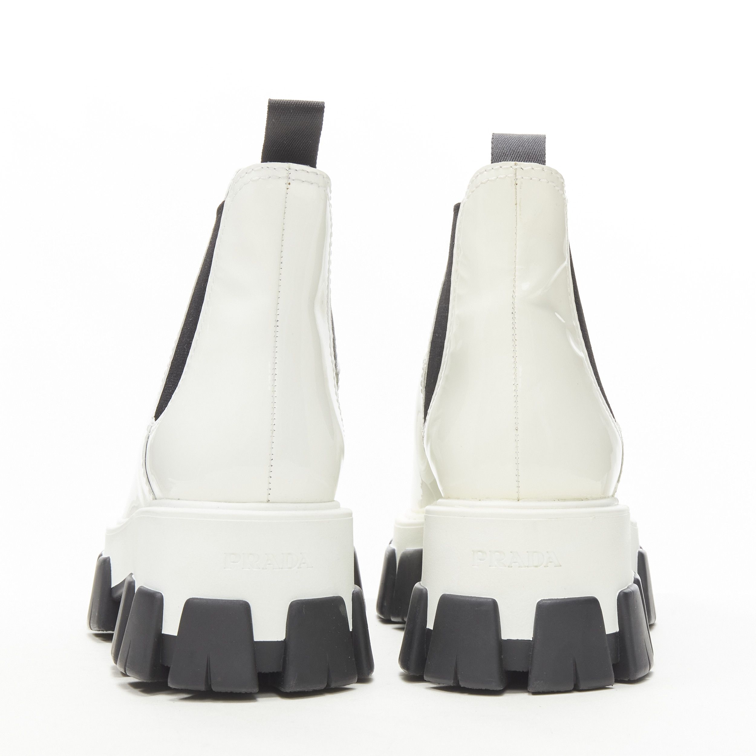 Prada PRADA 2019 Monolith white patent lug sole platform ankle boot EU36 Size US 6 / IT 36 - 5 Thumbnail