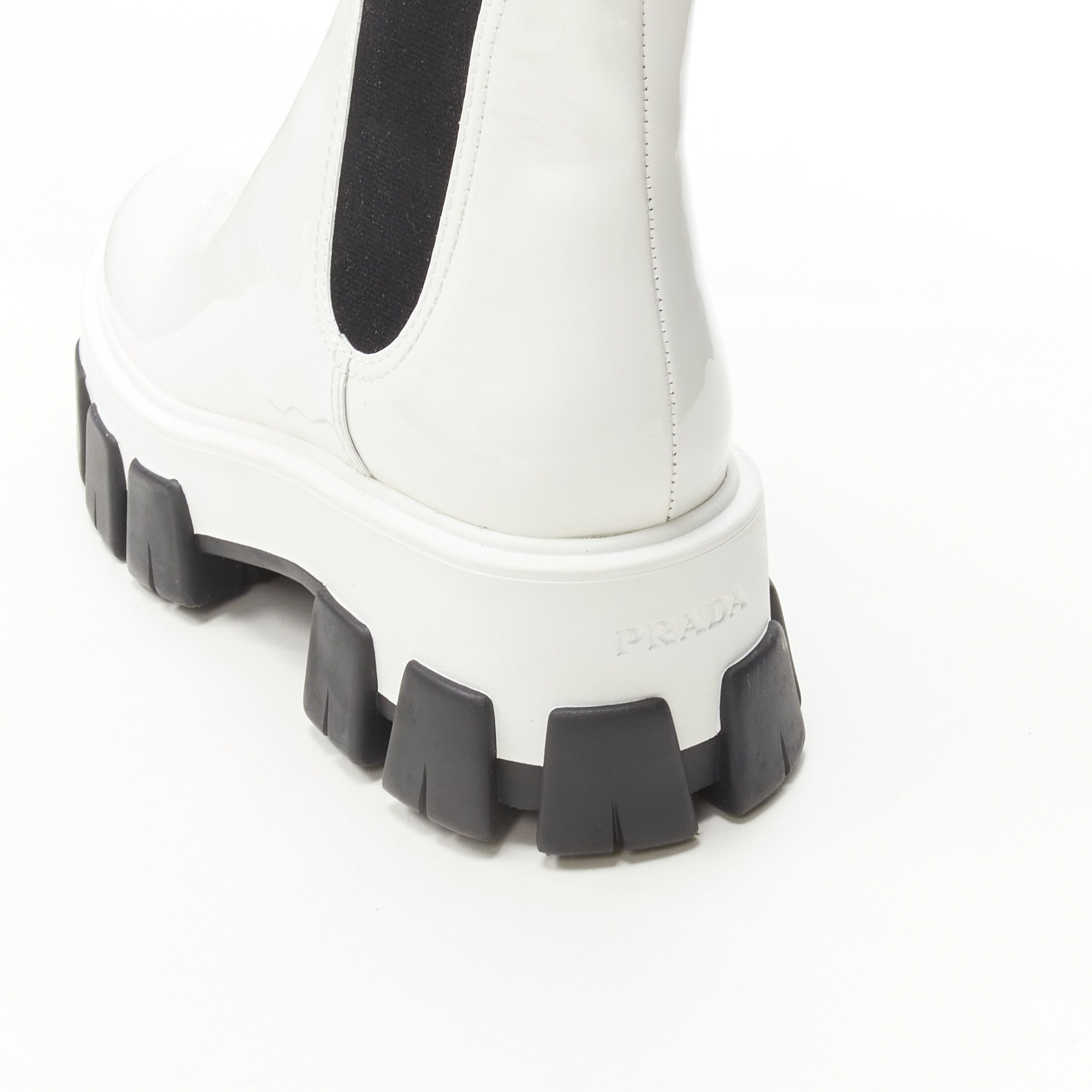Prada PRADA 2019 Monolith white patent lug sole platform ankle boot EU36 Size US 6 / IT 36 - 8 Thumbnail
