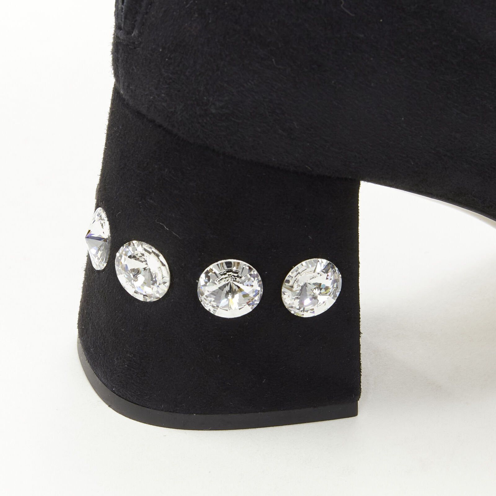 Miu Miu new MIU MIU black suede jewelled crystal heel pull on over knee boot EU37 Size US 7 / IT 37 - 2 Thumbnail