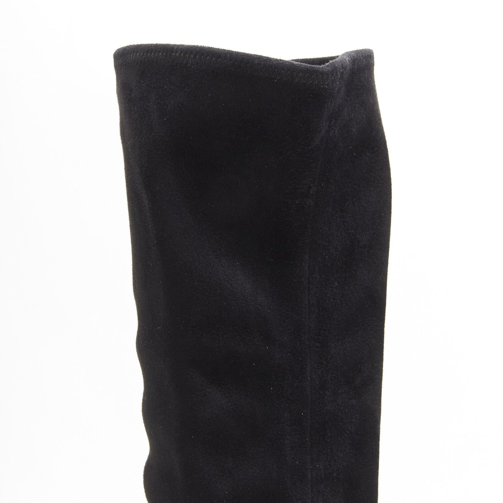 Miu Miu new MIU MIU black suede jewelled crystal heel pull on over knee boot EU37 Size US 7 / IT 37 - 10 Thumbnail
