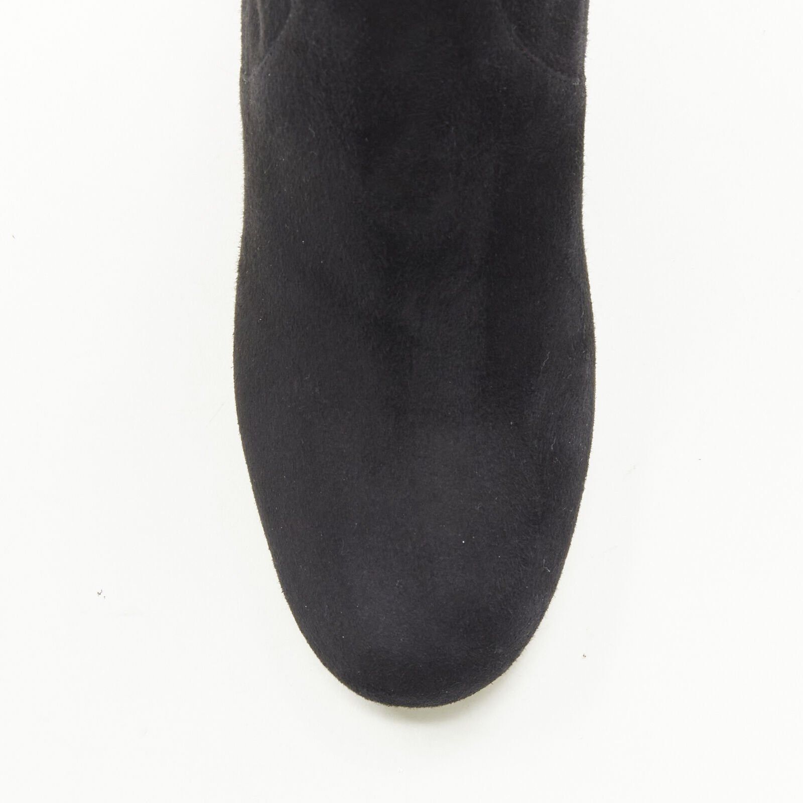 Miu Miu new MIU MIU black suede jewelled crystal heel pull on over knee boot EU37 Size US 7 / IT 37 - 7 Thumbnail