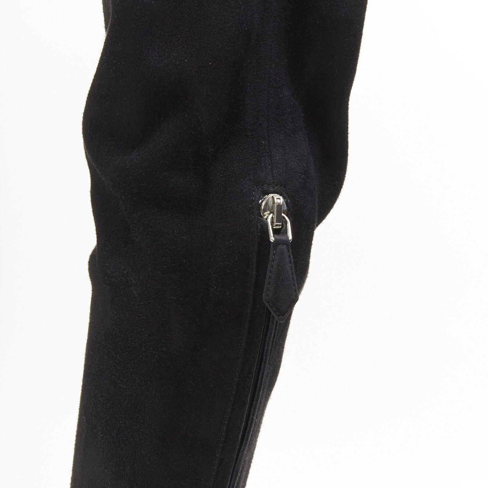 Miu Miu new MIU MIU black suede jewelled crystal heel pull on over knee boot EU37 Size US 7 / IT 37 - 9 Thumbnail