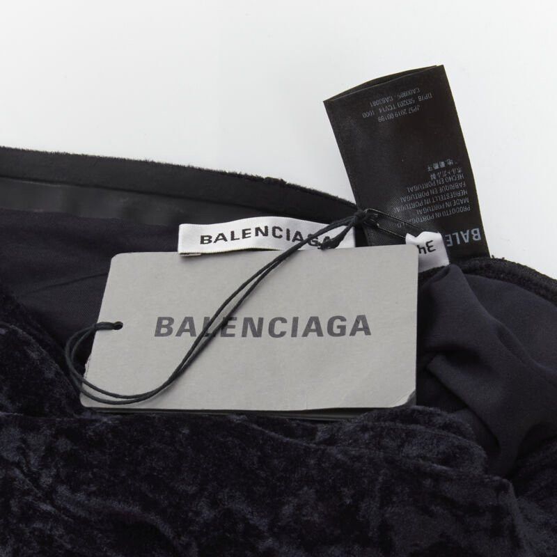 Balenciaga new BALENCIAGA Demna 2019 black crushed velvet draped front legging FR34 XS Size 26" / US 2 / IT 38 - 9 Thumbnail
