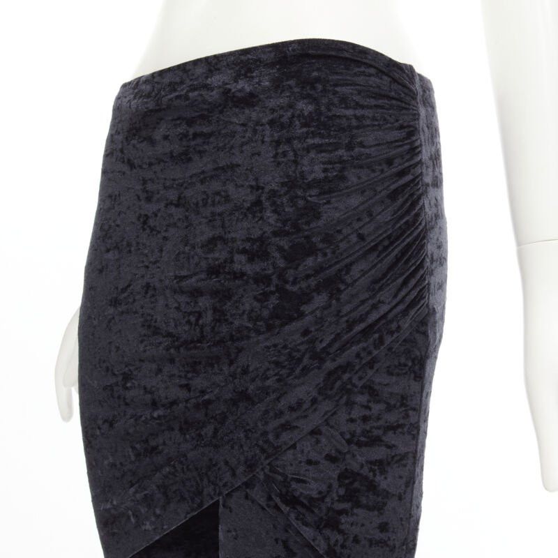 Balenciaga new BALENCIAGA Demna 2019 black crushed velvet draped front legging FR34 XS Size 26" / US 2 / IT 38 - 7 Thumbnail