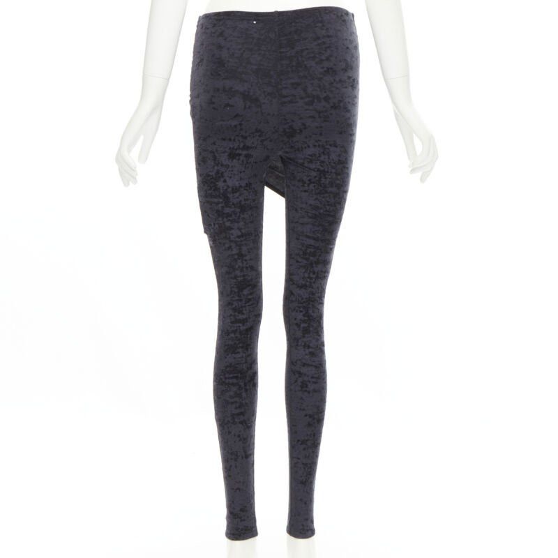 Balenciaga new BALENCIAGA Demna 2019 black crushed velvet draped front legging FR34 XS Size 26" / US 2 / IT 38 - 5 Thumbnail