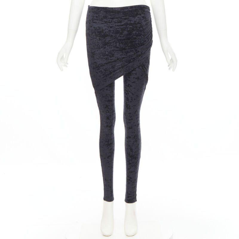 Balenciaga new BALENCIAGA Demna 2019 black crushed velvet draped front legging FR34 XS Size 26" / US 2 / IT 38 - 10 Thumbnail