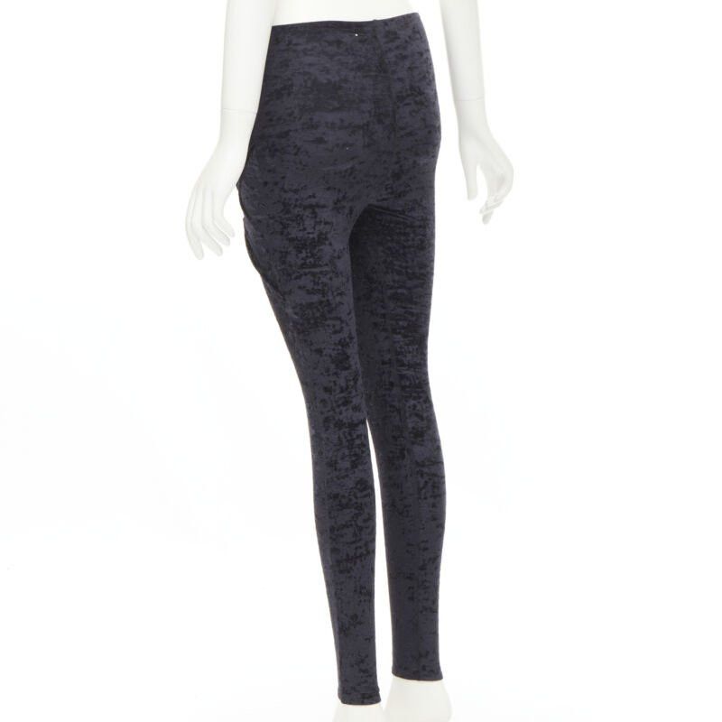 Balenciaga new BALENCIAGA Demna 2019 black crushed velvet draped front legging FR34 XS Size 26" / US 2 / IT 38 - 6 Thumbnail