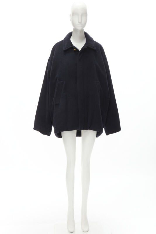 Balenciaga new BALENCIAGA DEMNA 2019 navy camel antique gold button cocoon coat FR38 M Size M / US 6-8 / IT 42-44 - 11 Thumbnail