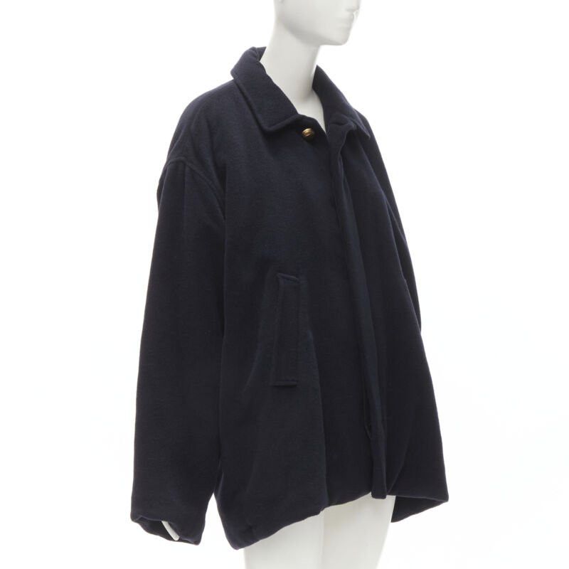 Balenciaga new BALENCIAGA DEMNA 2019 navy camel antique gold button cocoon coat FR38 M Size M / US 6-8 / IT 42-44 - 4 Thumbnail