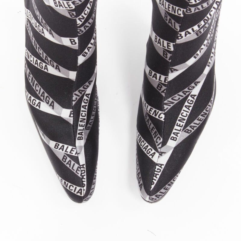 Balenciaga new BALENCIAGA Runway Demna Pantashoe black logo high heel boots pants IT38 EU37 Size US 7 / IT 37 - 2 Thumbnail