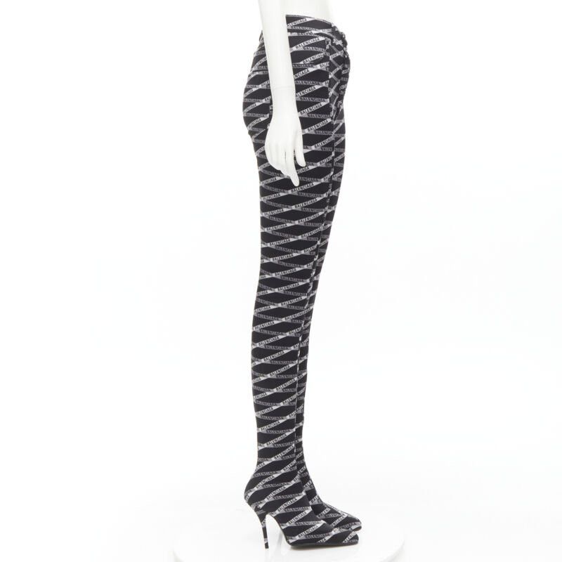 Balenciaga new BALENCIAGA Runway Demna Pantashoe black logo high heel boots pants IT38 EU37 Size US 7 / IT 37 - 4 Thumbnail